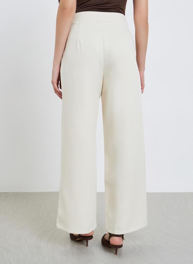 Styli Women Off-White Wide Leg Trousers - Image 4